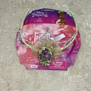 GIRLS DISNEY PRINCESS FROG TIANA GREEN TIARA COSTUME PLAY DRESS NEW
